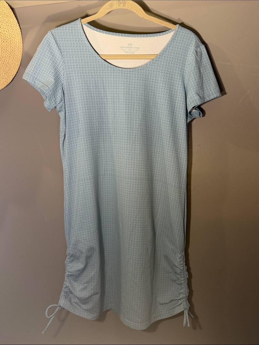Southern Tide Light Blue Short Sleeve Scoop Neck Knit Dress
